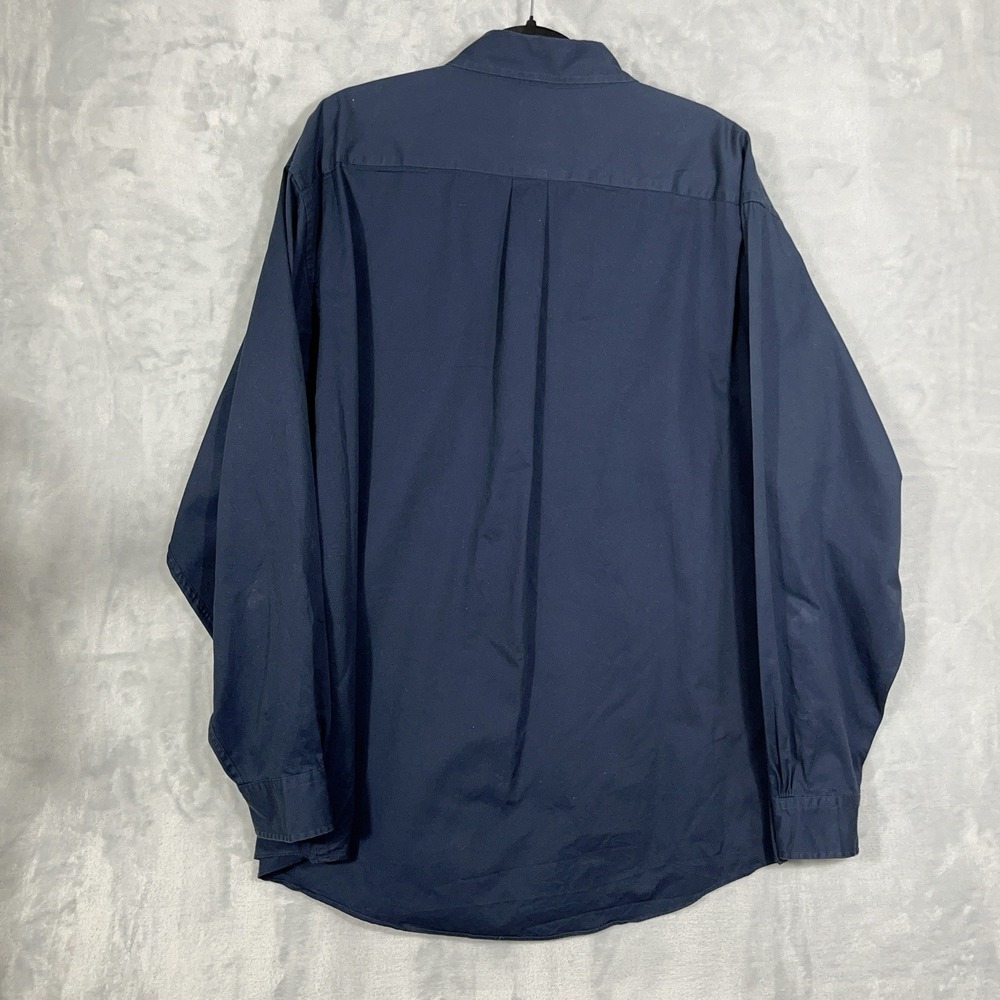 Brooks Brothers 346 Dress Button UP Shirt Mens XL Navy Blue Long Sleeve Preppy - Picture 7 of 10